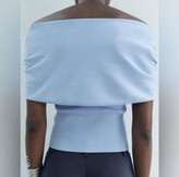 تاپ زارا off-shoulder اسكاى بلو