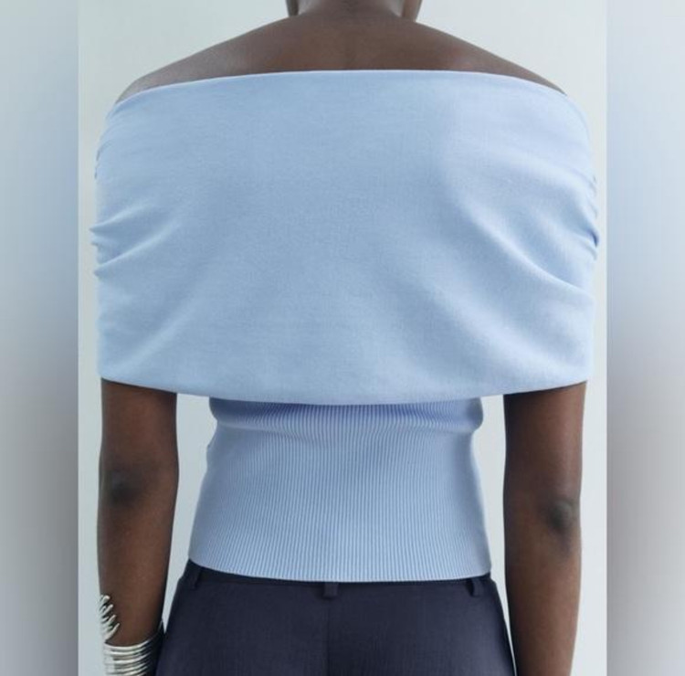 تاپ زارا off-shoulder اسكاى بلو