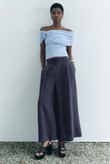 تاپ زارا off-shoulder اسكاى بلو